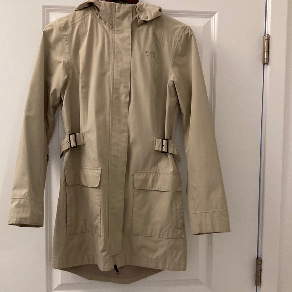 The North Face Tan Trench Coat Lightweight Hooded